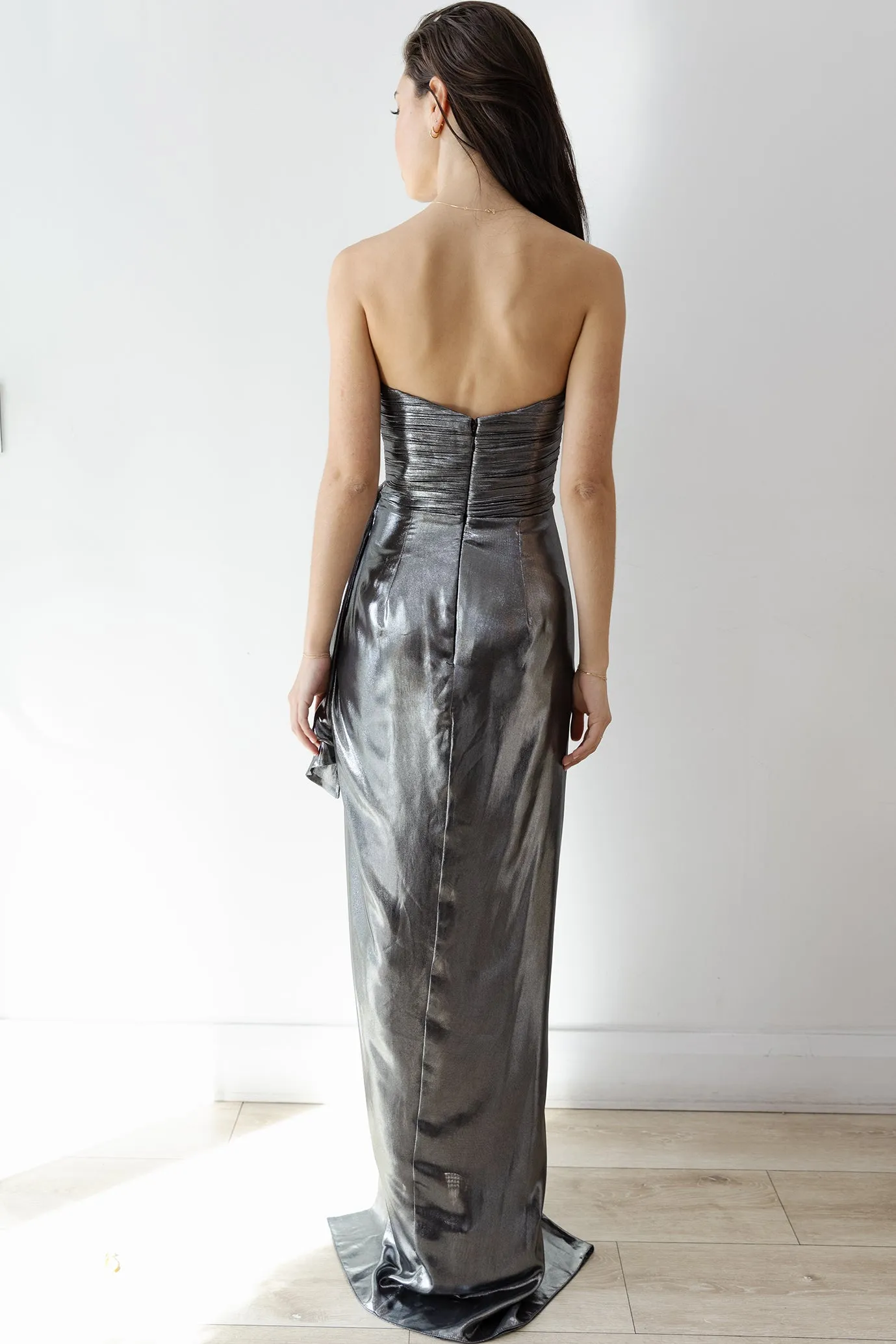 Jacinta Draped Gown Gunmetal by HSH