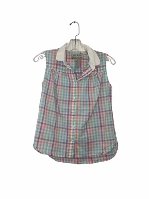 Jack Wills Size 4 White Plaid Pre-Owned Shirt- Ladies