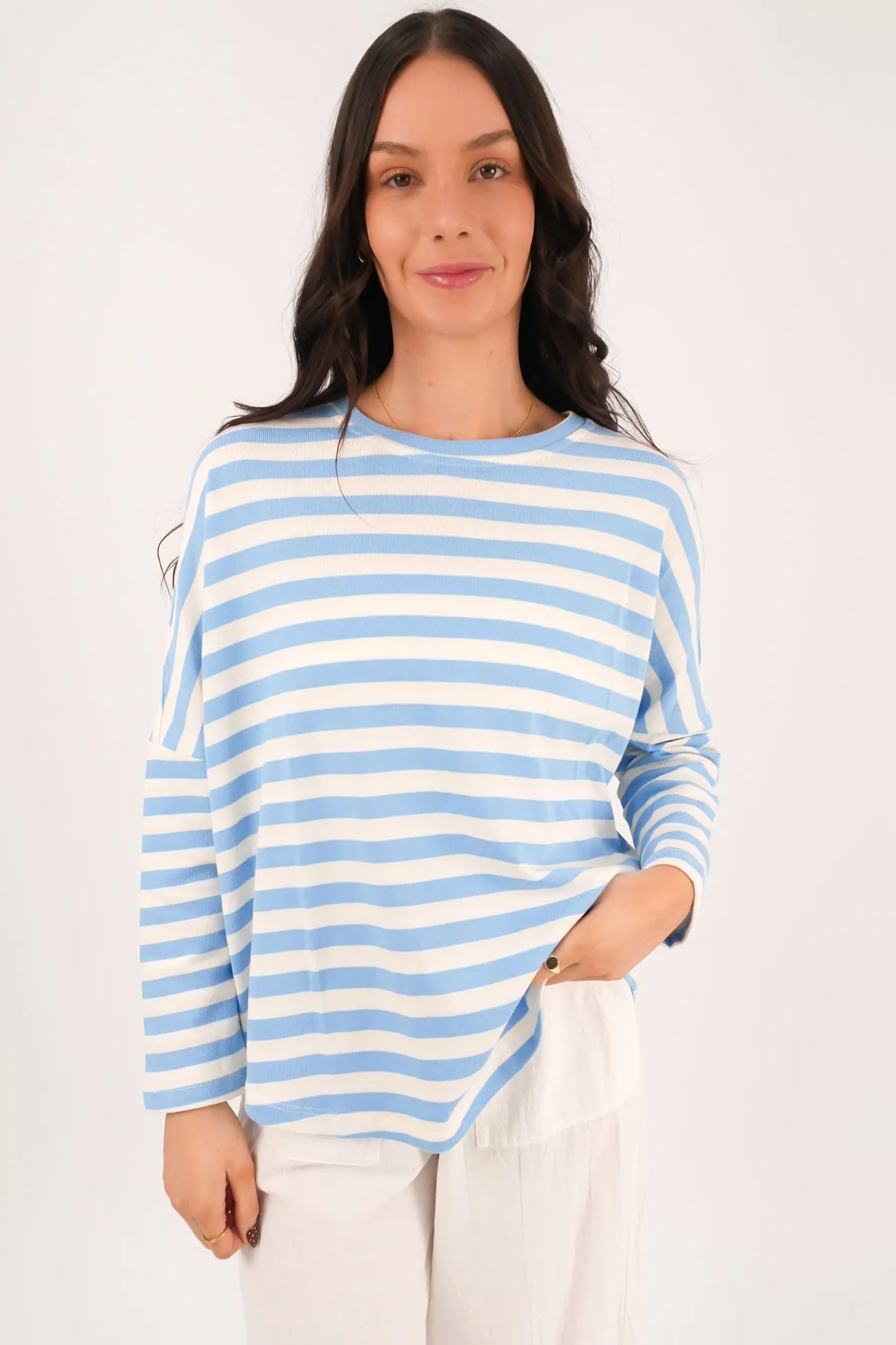 Jaylen Long Sleeve Tee Blue Stripe