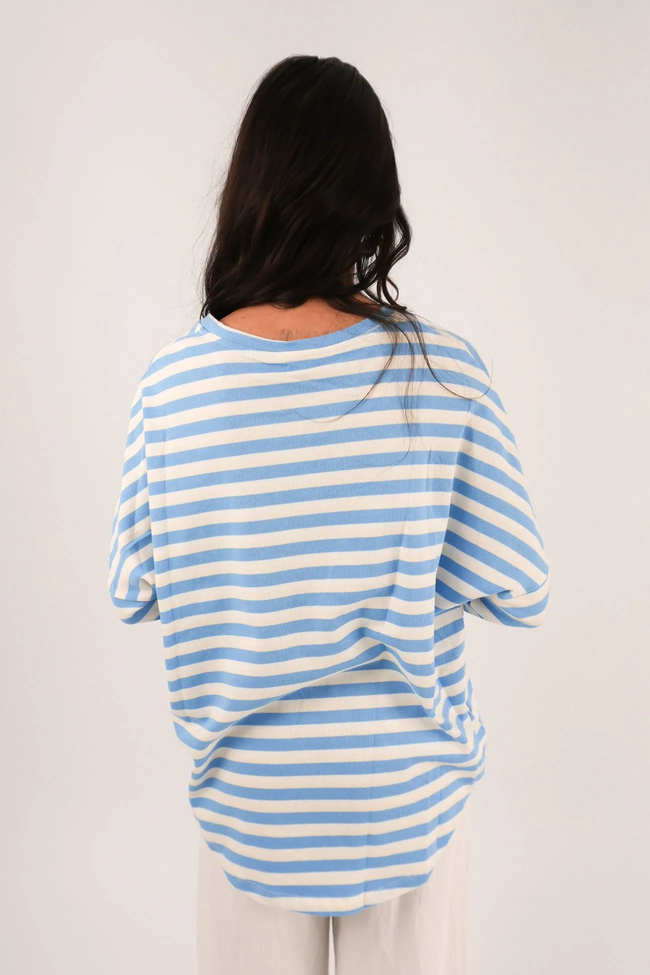 Jaylen Long Sleeve Tee Blue Stripe