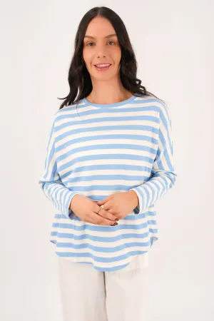 Jaylen Long Sleeve Tee Blue Stripe