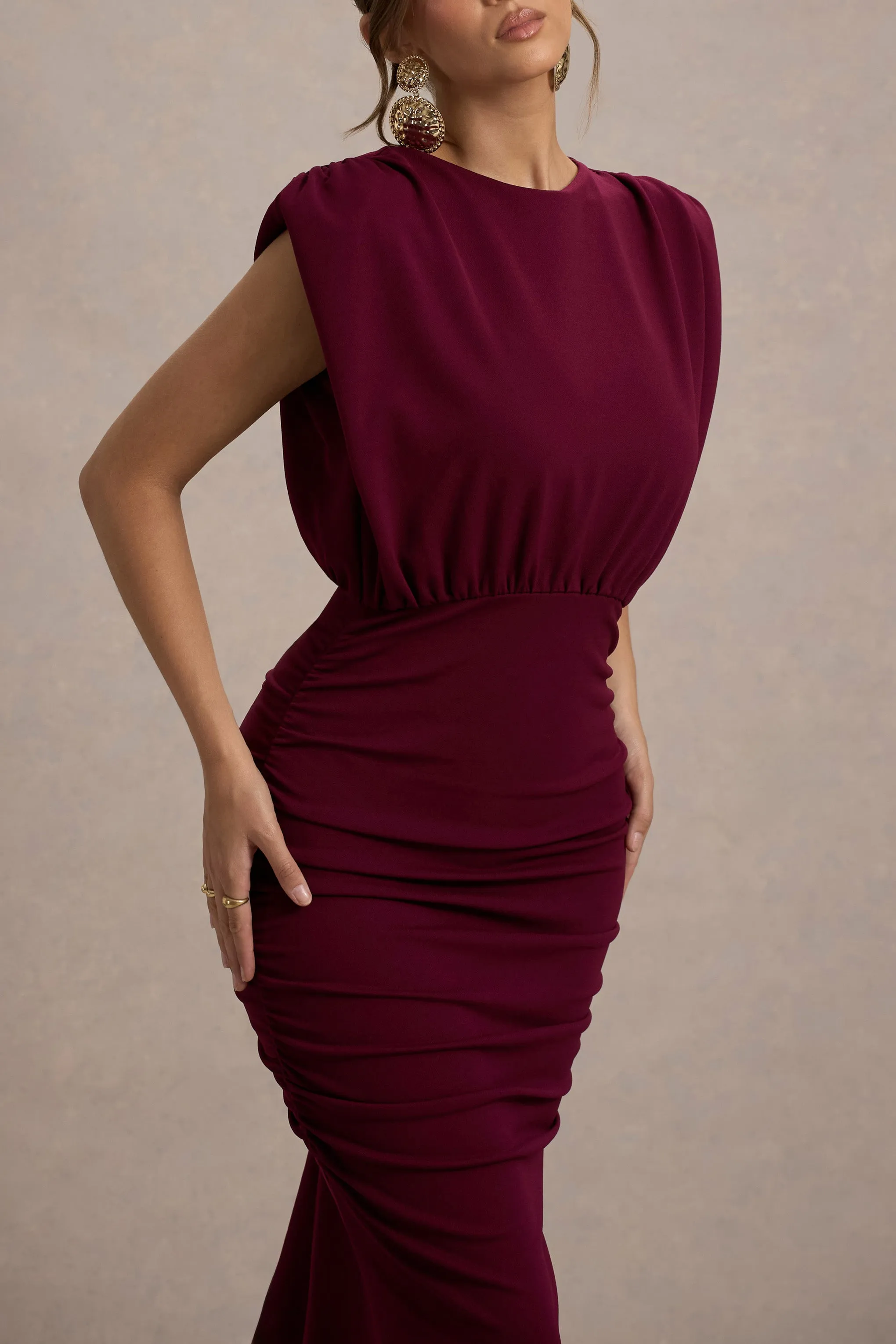 Jennifer | Port Sleeveless Maxi Dress With Asymmetric Hem Club L London