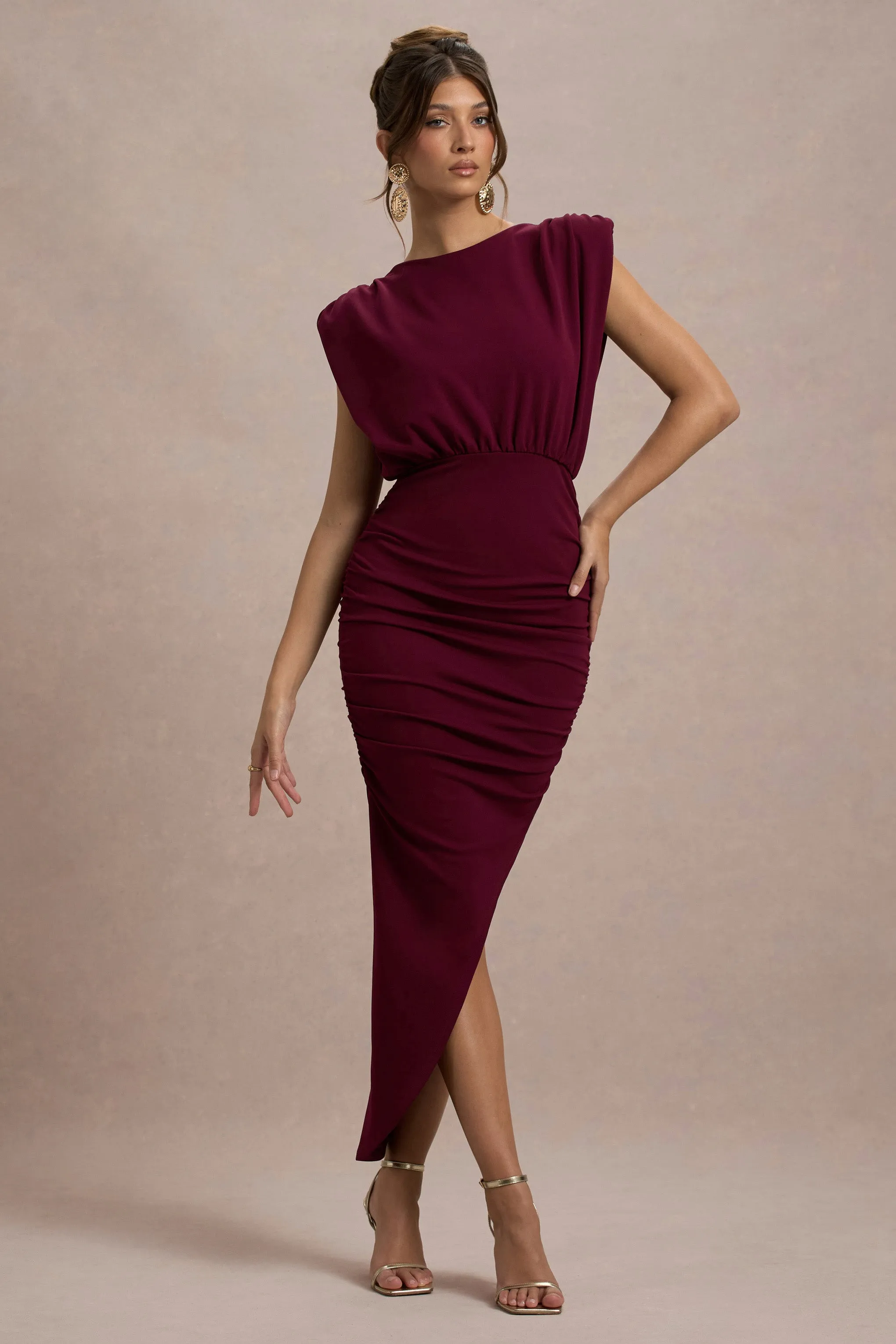 Jennifer | Port Sleeveless Maxi Dress With Asymmetric Hem Club L London