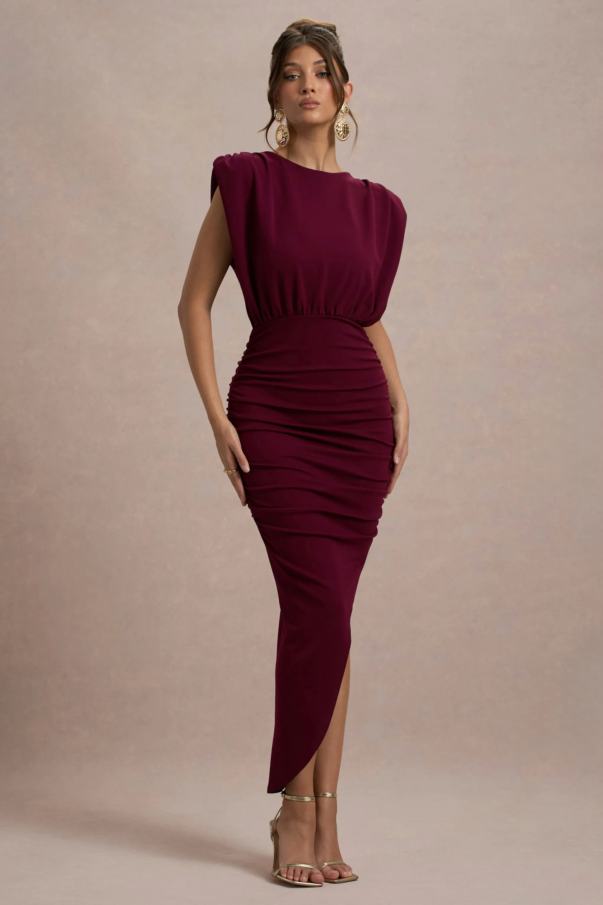 Jennifer | Port Sleeveless Maxi Dress With Asymmetric Hem Club L London