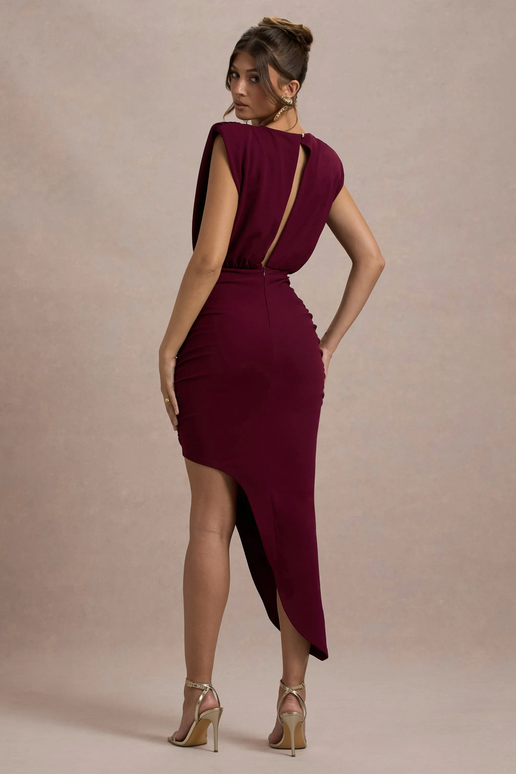 Jennifer | Port Sleeveless Maxi Dress With Asymmetric Hem Club L London