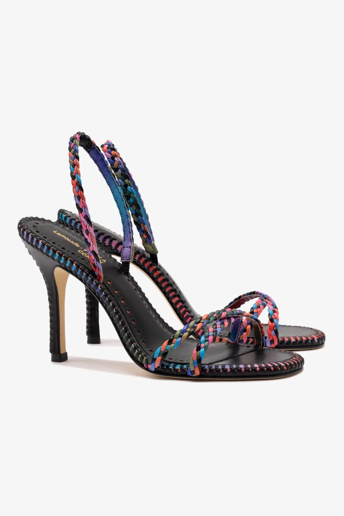 Larroud x Jonathan Cohen Annie Sandal In Black and Rainbow Leather