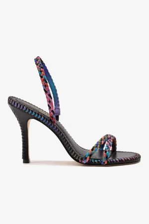 Larroud x Jonathan Cohen Annie Sandal In Black and Rainbow Leather