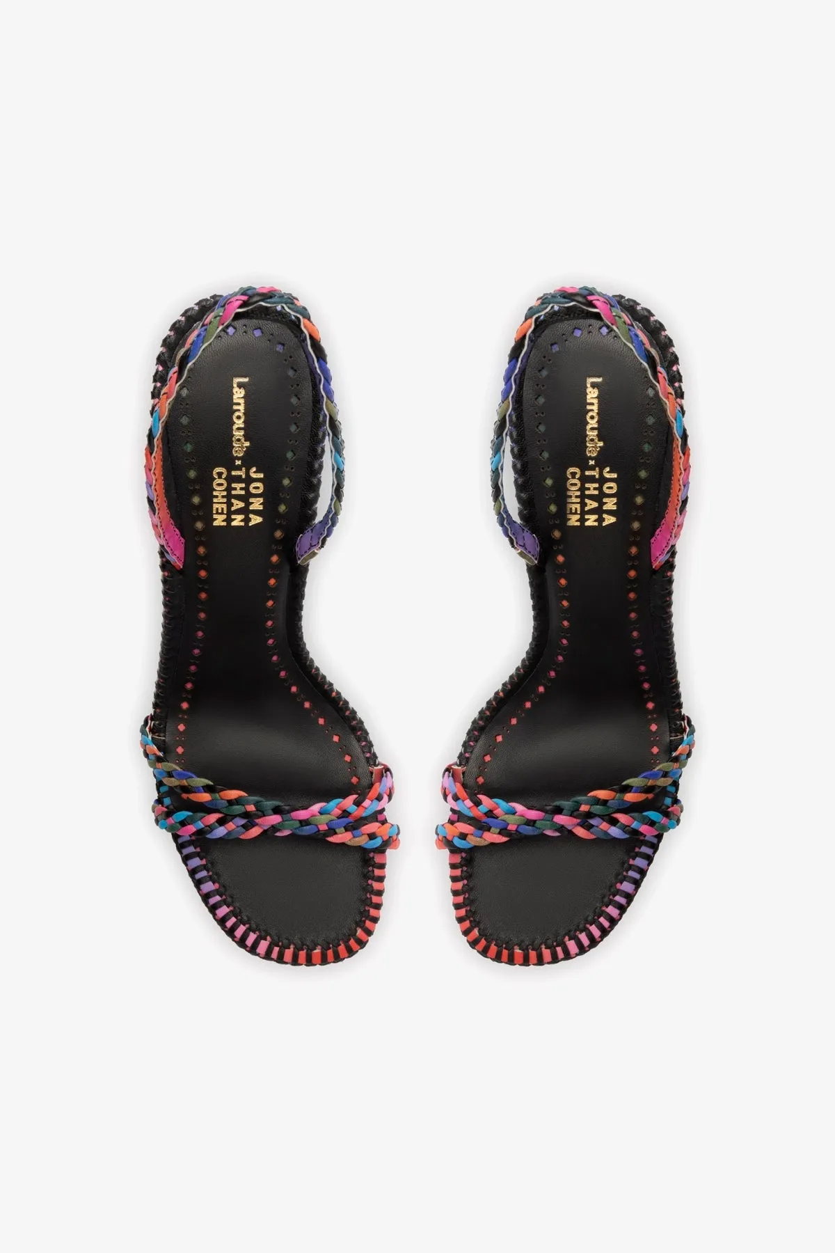 Larroud x Jonathan Cohen Annie Sandal In Black and Rainbow Leather