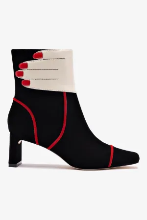 Larroud x Libertine Hand Boot In Black, Ivory and Scarlet Leather