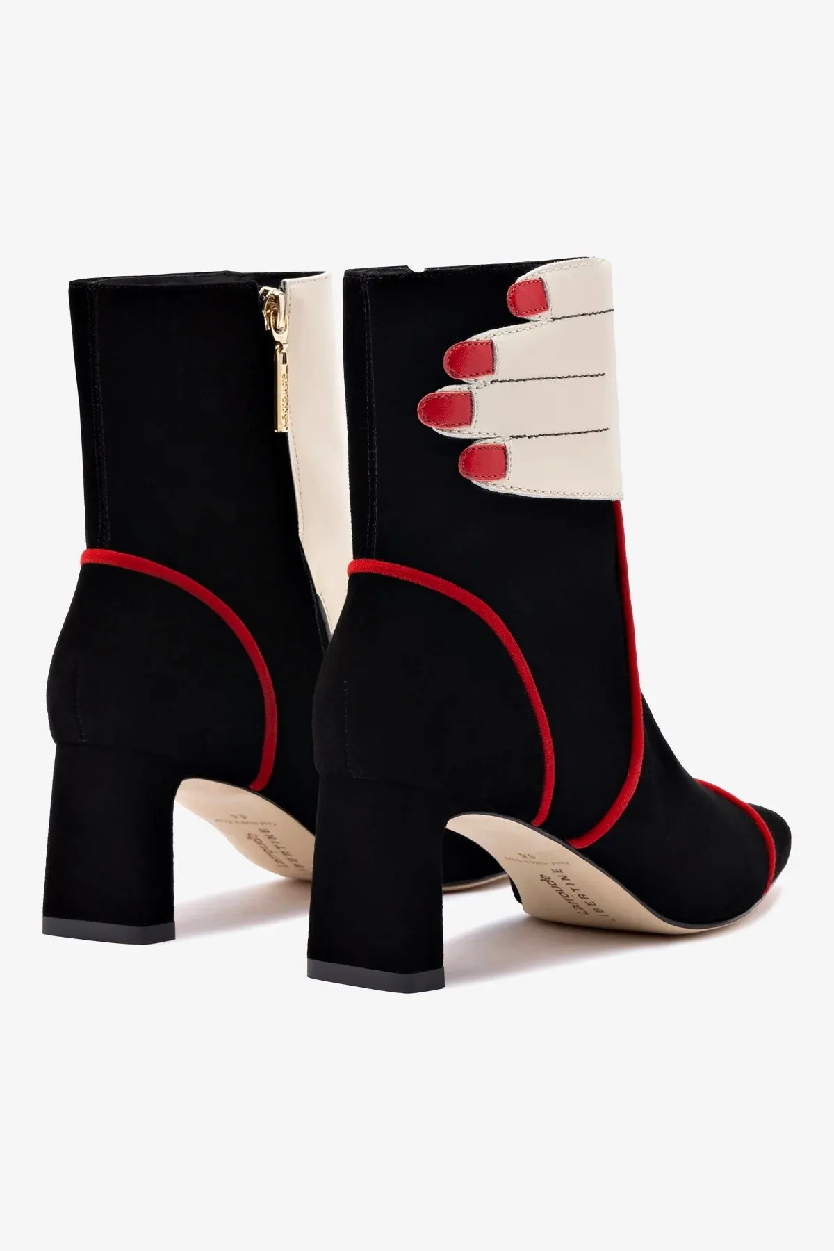 Larroud x Libertine Hand Boot In Black, Ivory and Scarlet Leather