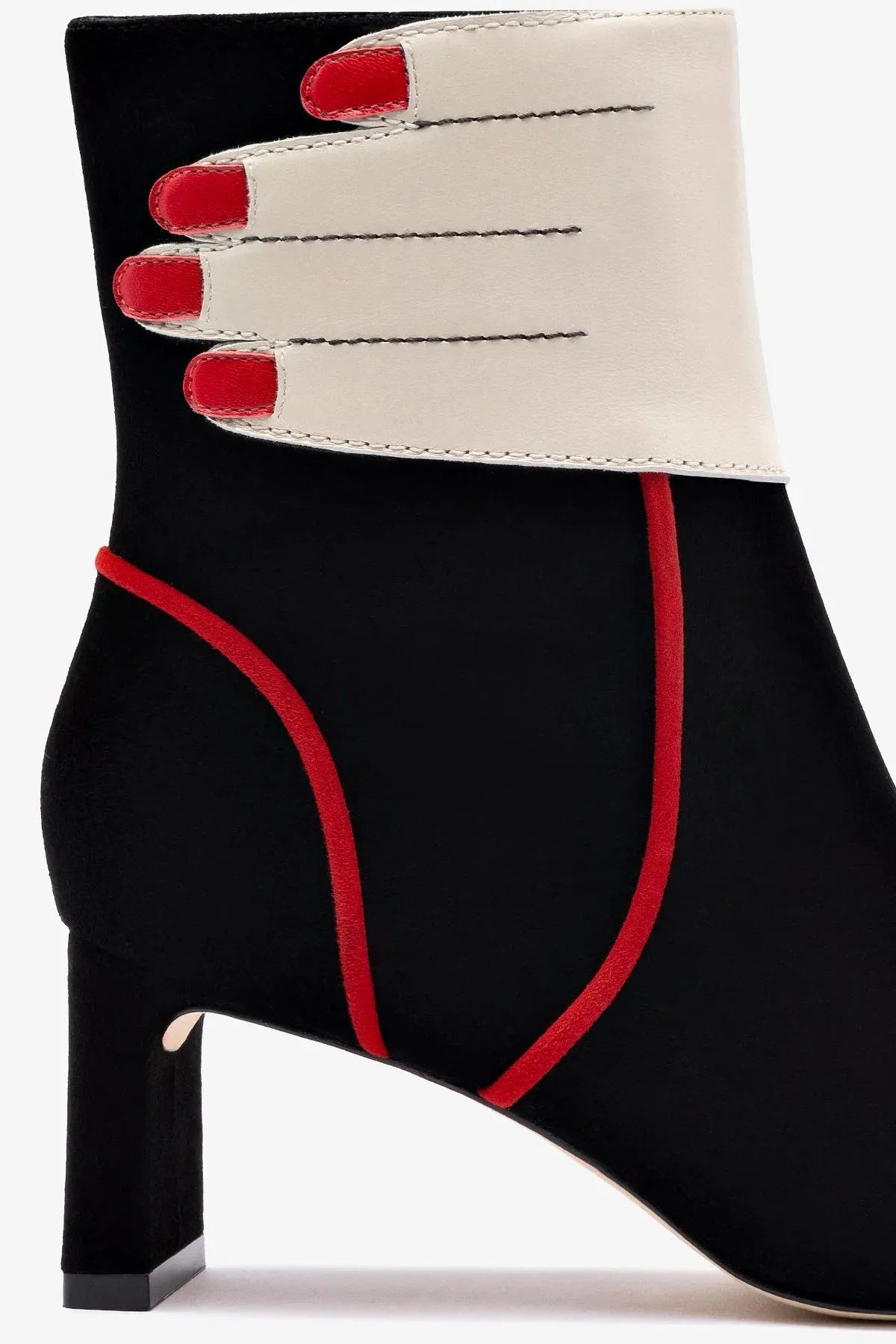 Larroud x Libertine Hand Boot In Black, Ivory and Scarlet Leather
