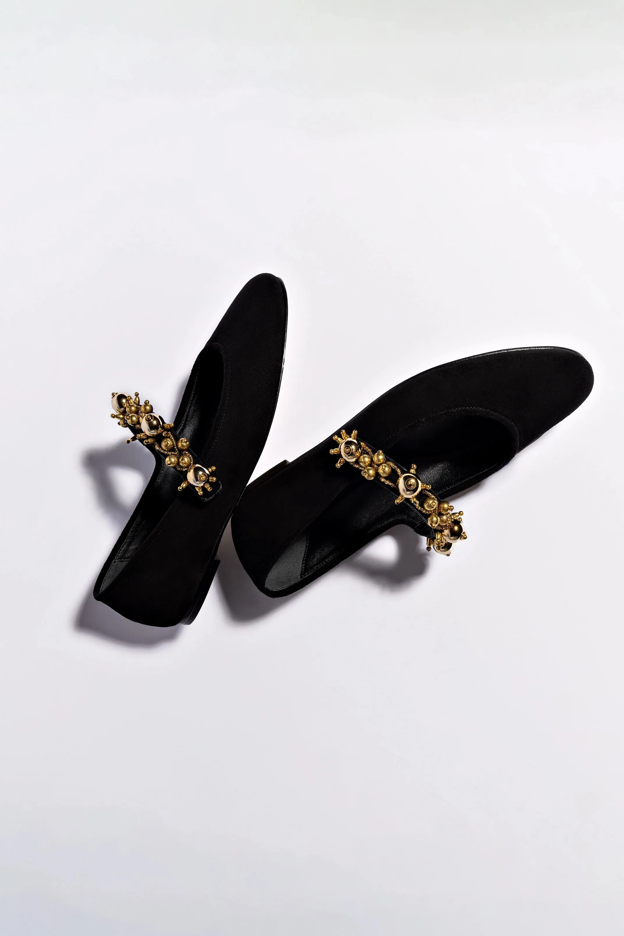 Larroud x Libertine Verona In Black Suede and Golden Balls