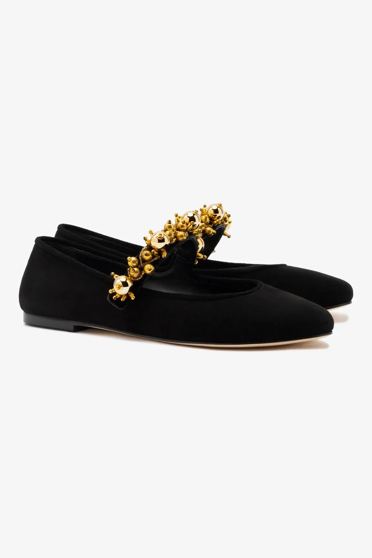Larroud x Libertine Verona In Black Suede and Golden Balls