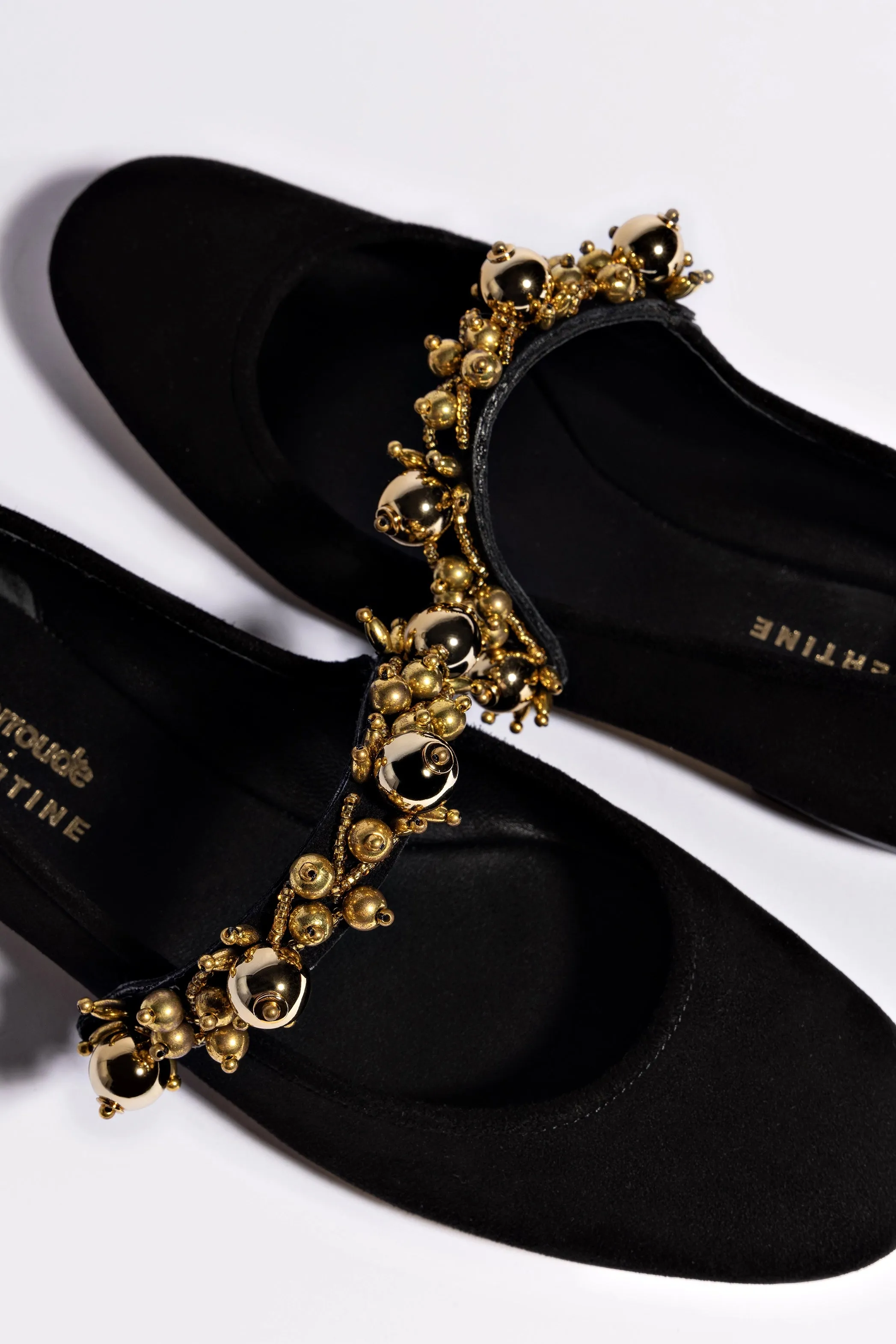 Larroud x Libertine Verona In Black Suede and Golden Balls