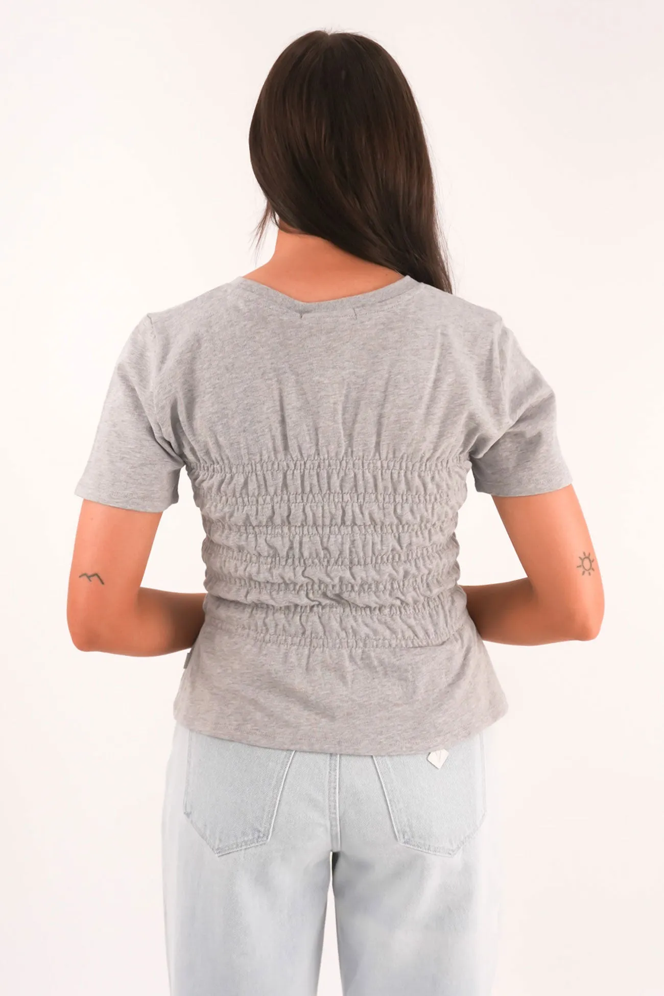 Lipa Ruched Top Grey Marle