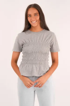 Lipa Ruched Top Grey Marle