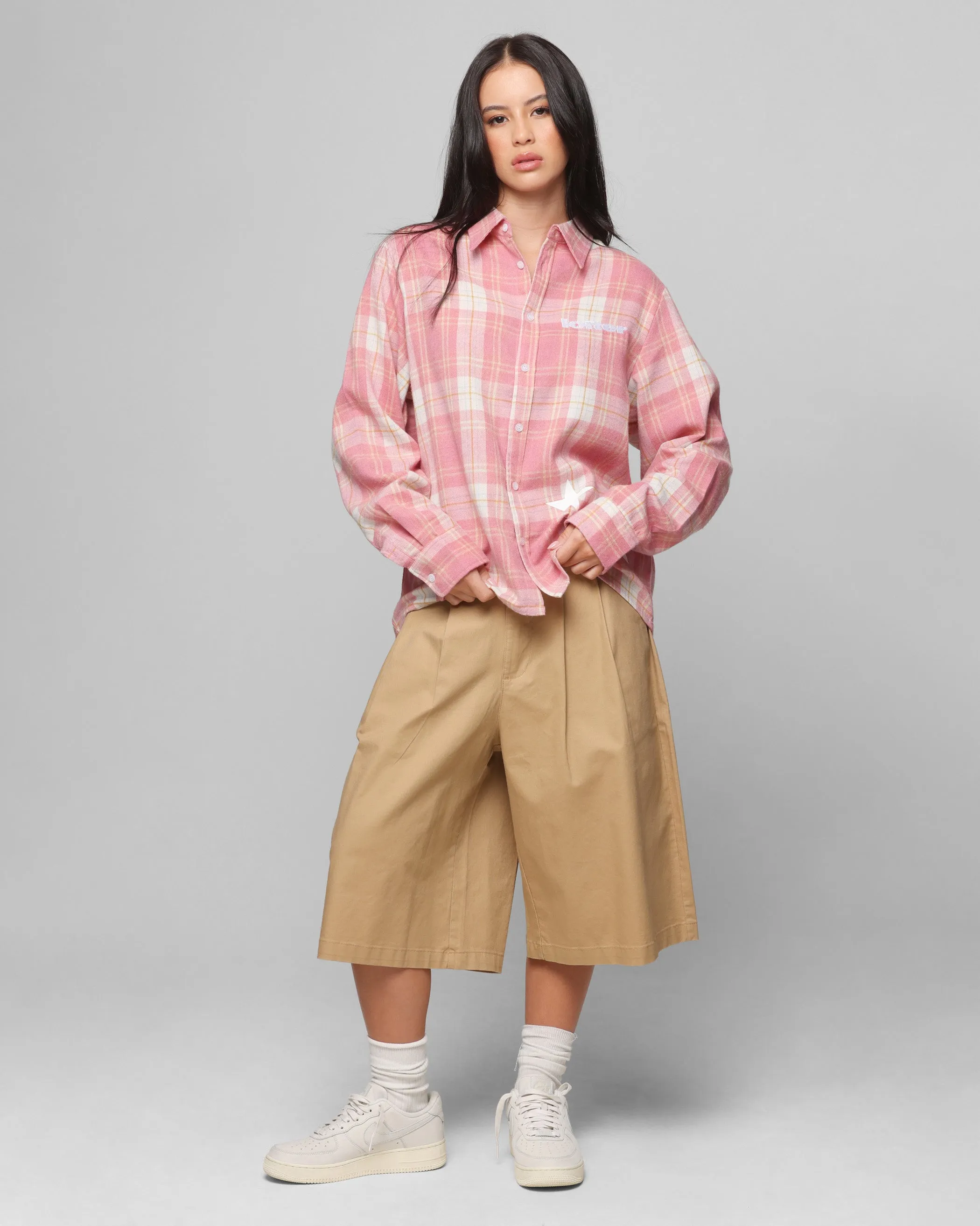 Loiter Solar Button Up Shirt Red Check