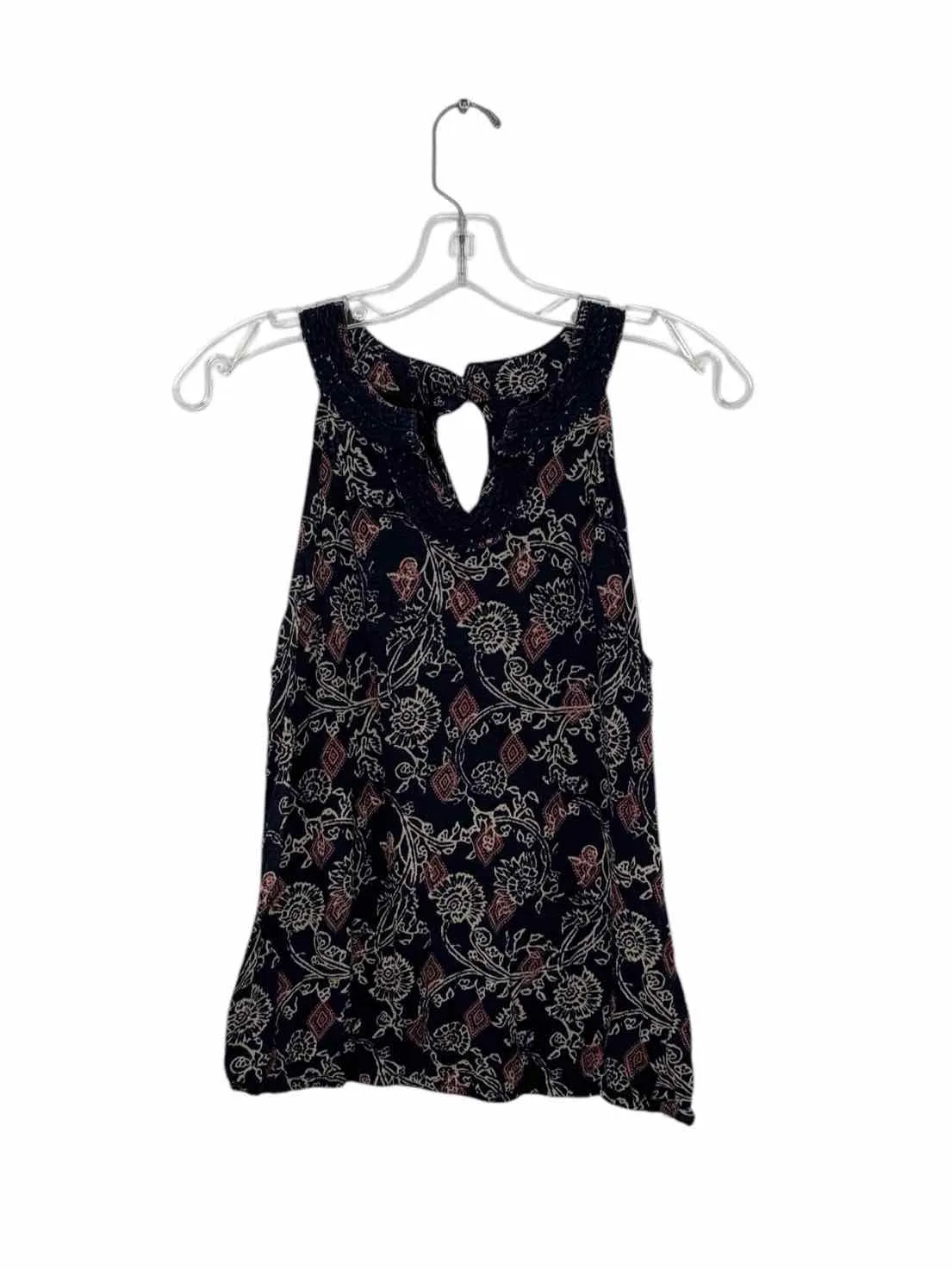 Lucky Brand Size Medium Navy Print Pre-Owned Tank Top- Ladies