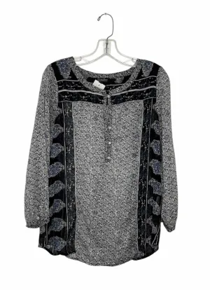 Lucky Brand Size Small Grey Print Pre-Owned Top- Ladies