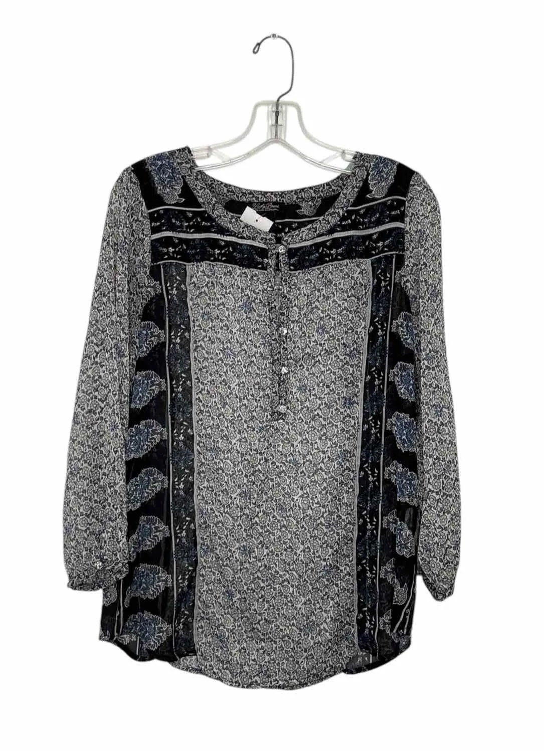 Lucky Brand Size Small Grey Print Pre-Owned Top- Ladies