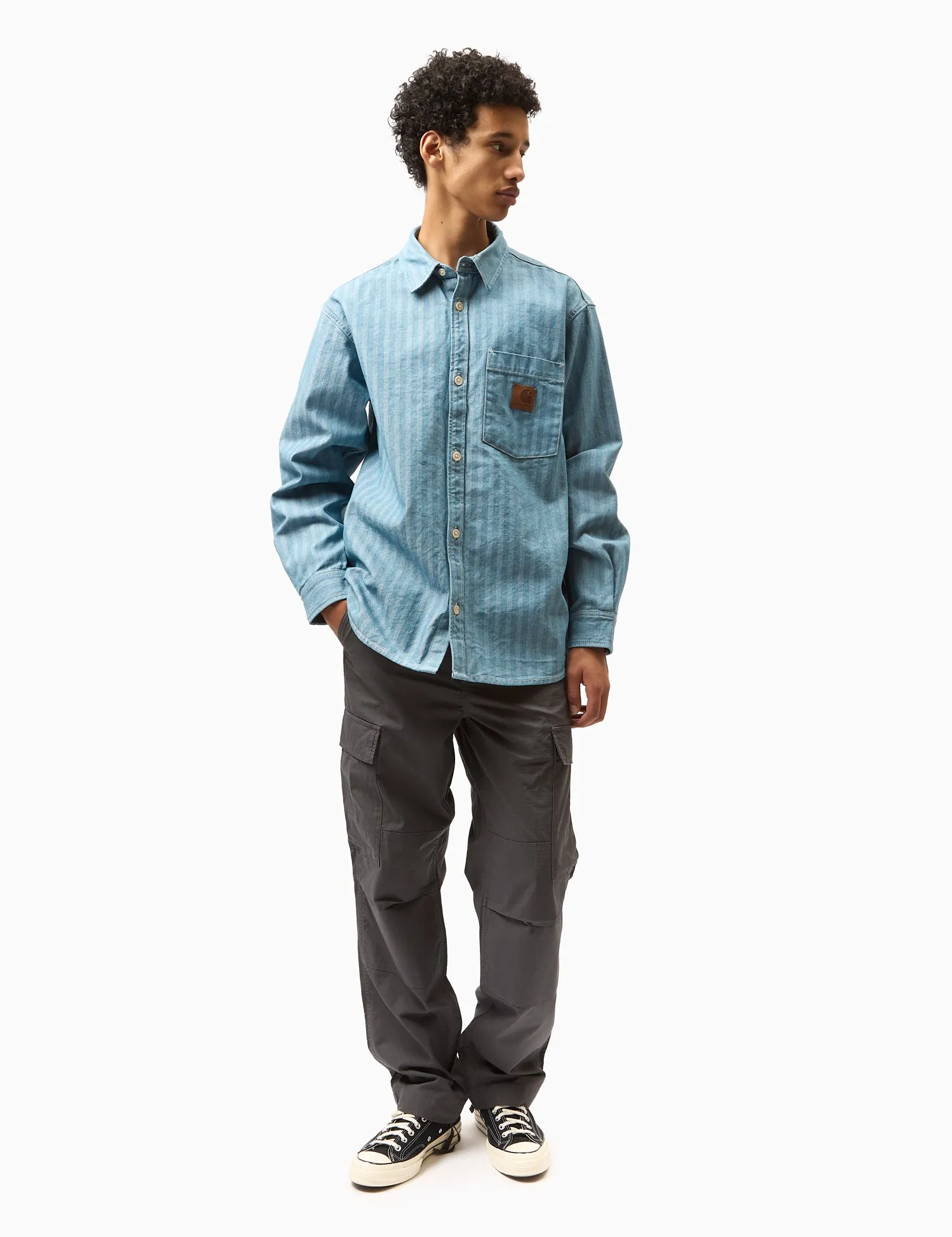 Luxury Feel Carhartt WIP Menard Over Shirt - Blue Rinsed  Last Chance!