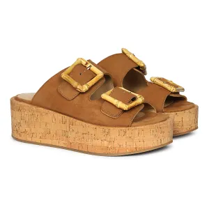 Luxury Feel Corkie - Cognac Sandals  Limited Release!