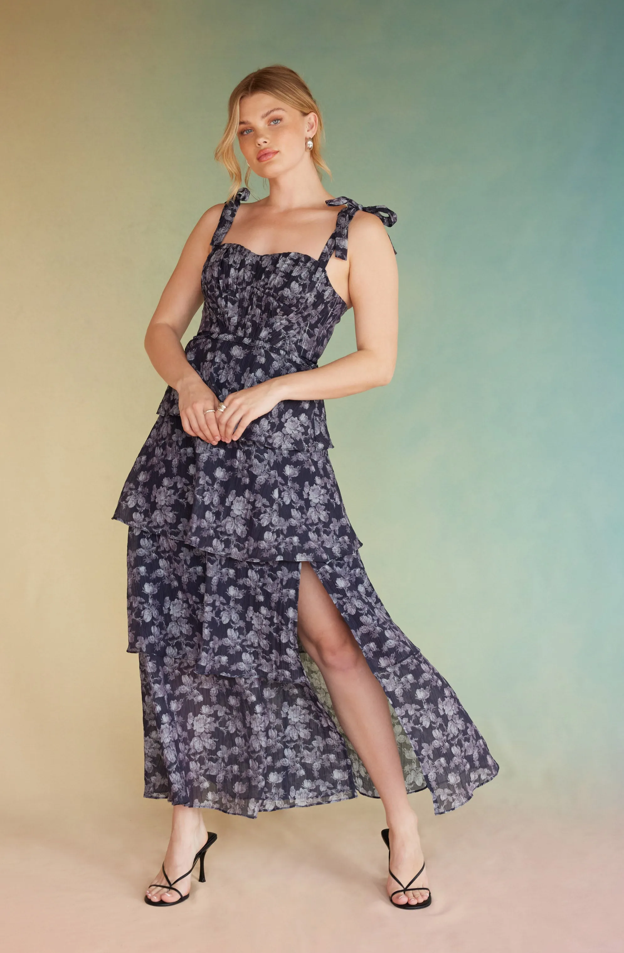 Luxury Feel Mellorie Floral Tiered Maxi Dress  Limited Availability!