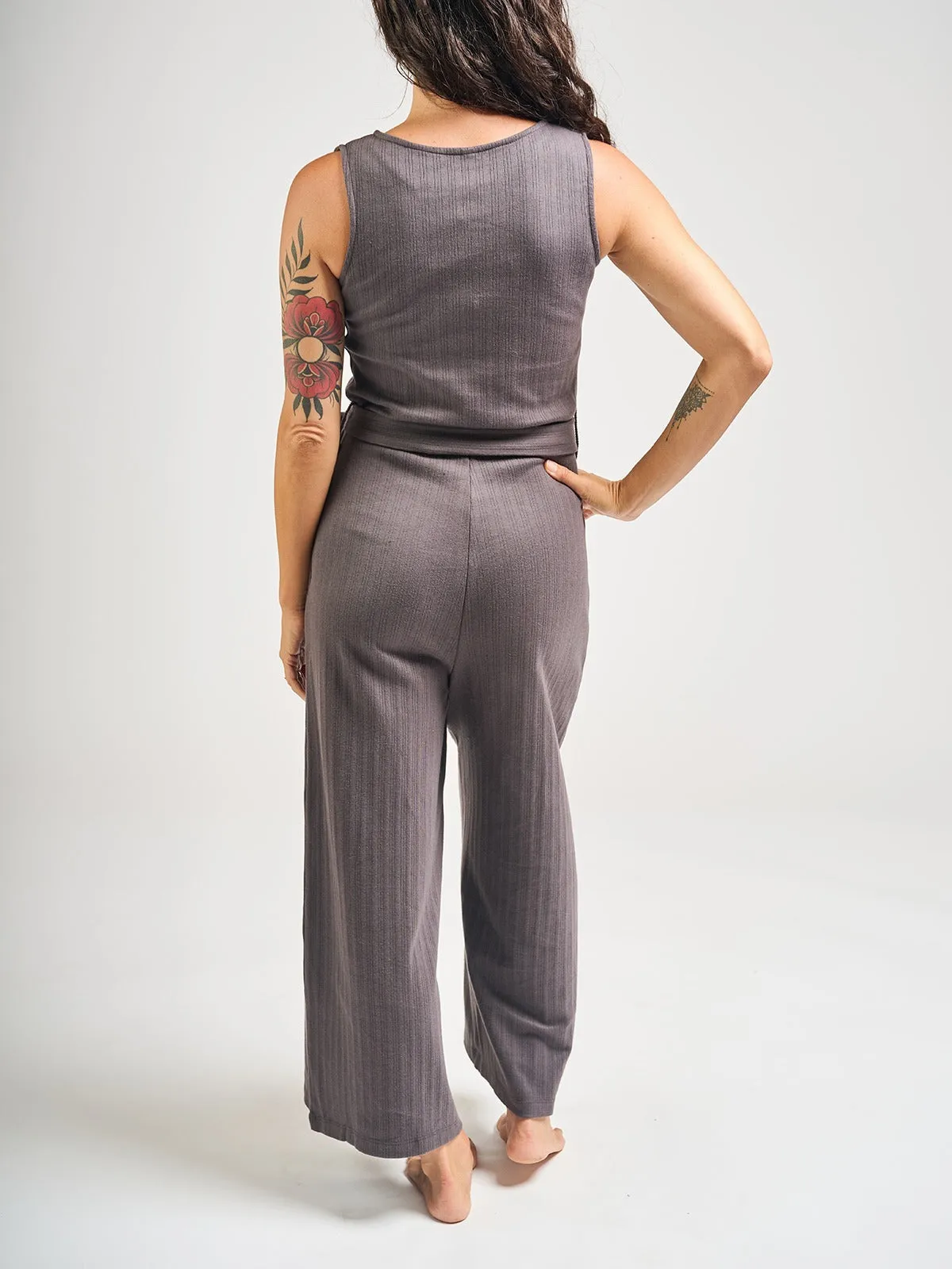 Luxury Feel Rita Jumpsuit - Shale Rib Knit  Last Few Pieces!