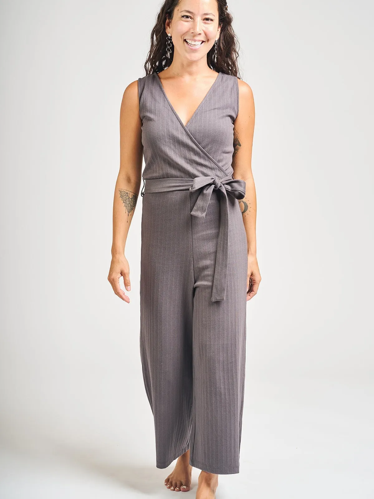 Luxury Feel Rita Jumpsuit - Shale Rib Knit  Last Few Pieces!