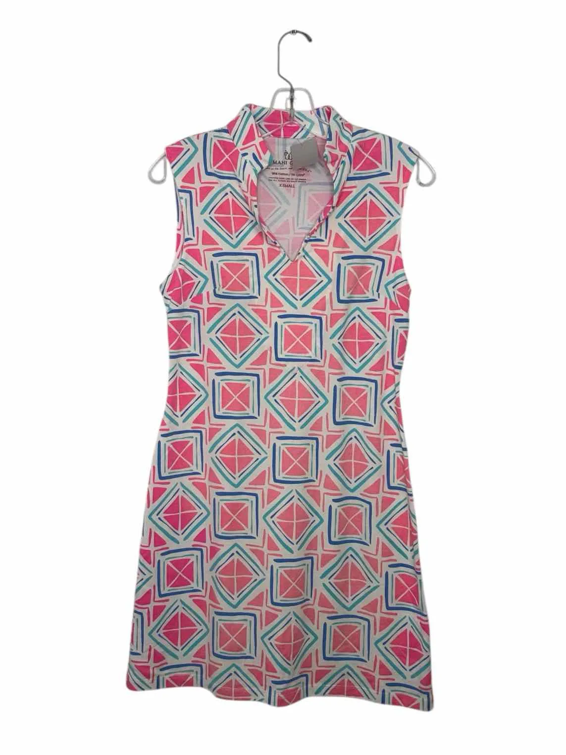 Mahi Gold Size X- Small Pink Print Pre-Owned Dress- Ladies