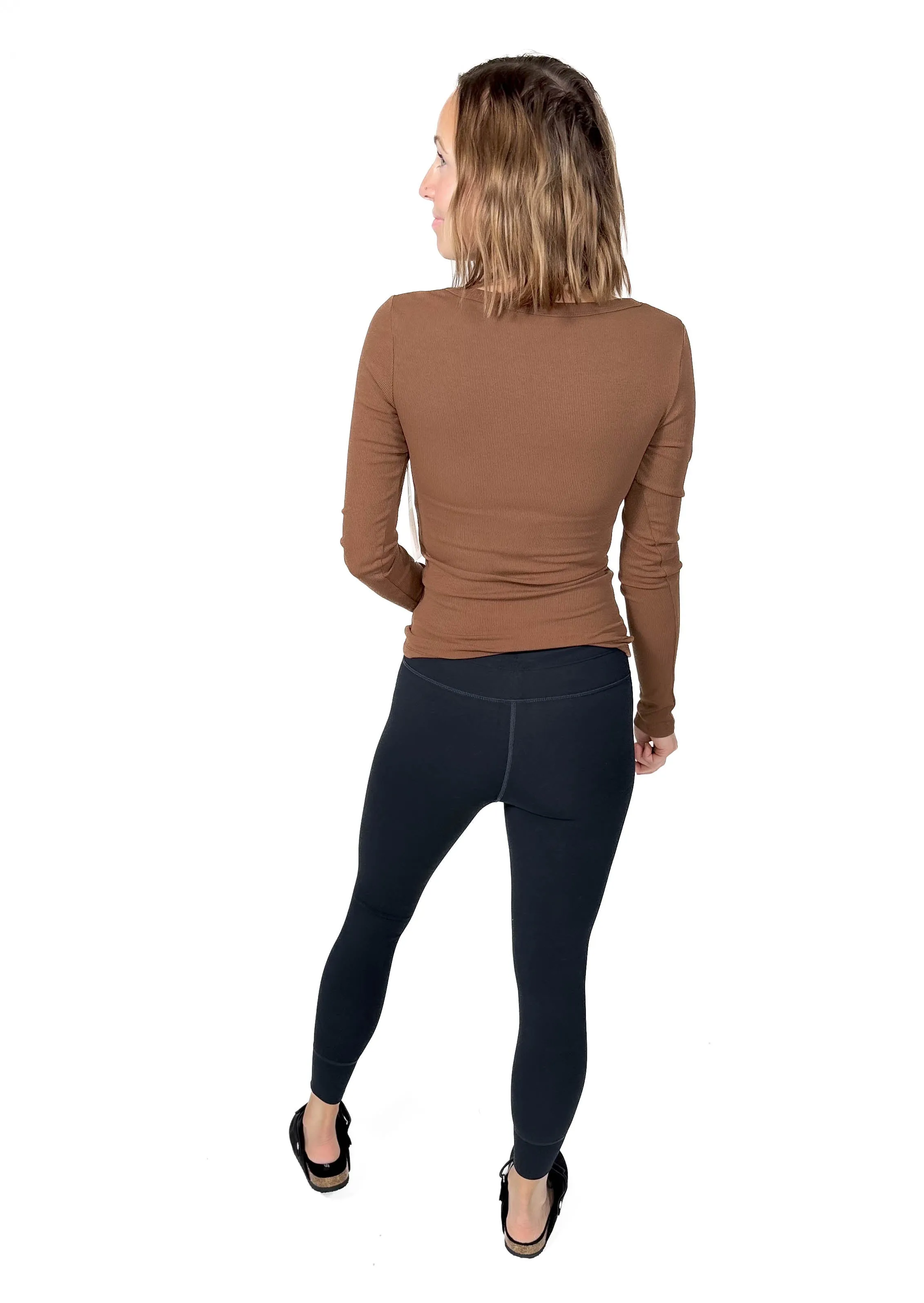 MONO B Linley Ribbed Scoop Neck- COCOA DUST-FINAL SALE