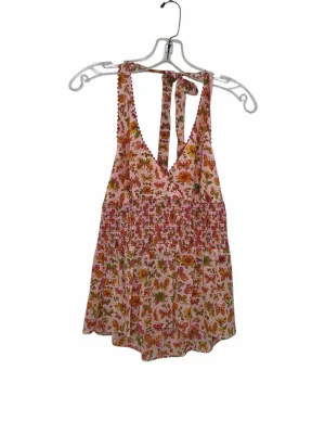 Nanette Lepore Size 8 Pink Floral Pre-Owned Tank Top- Ladies