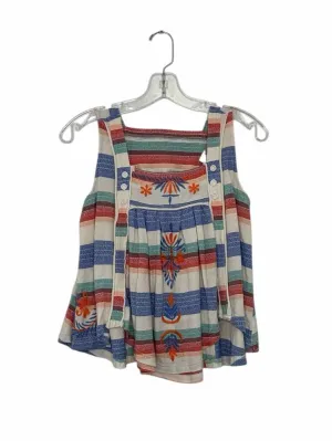 No Brand Label Size Medium Cream Stripe Pre-Owned Tank Top- Ladies