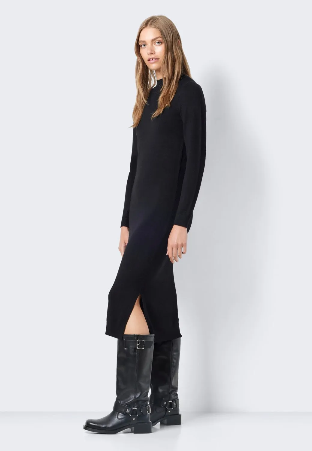 Noisy May - Sandi Long Highneck Black - Knit Dress