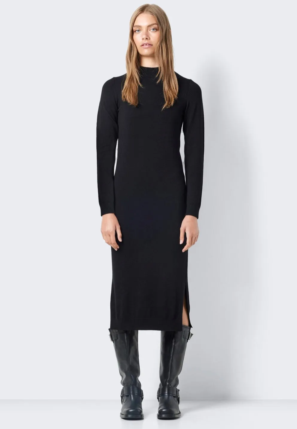 Noisy May - Sandi Long Highneck Black - Knit Dress
