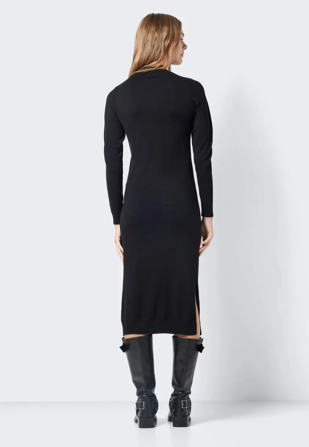Noisy May - Sandi Long Highneck Black - Knit Dress