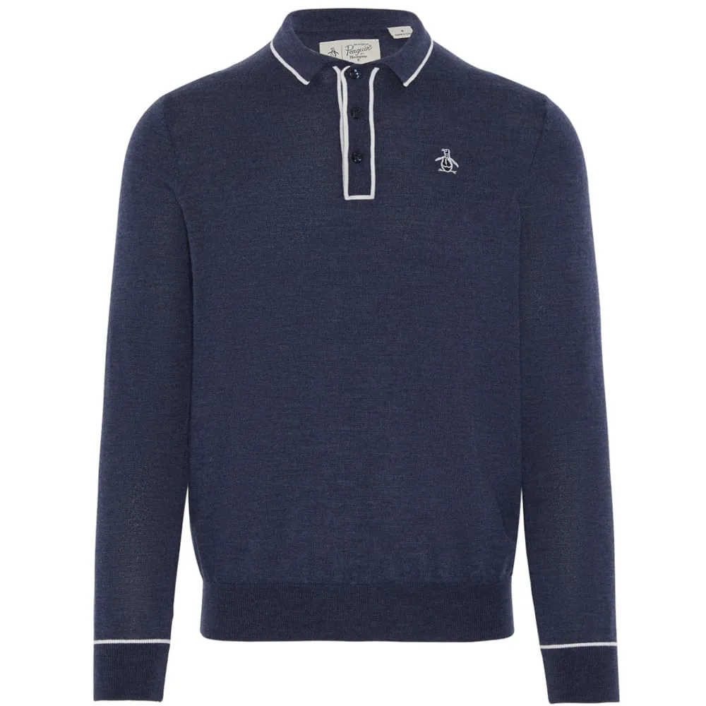 Original Penguin Earl Merino Sweater - Black Iris/Bijou Heather