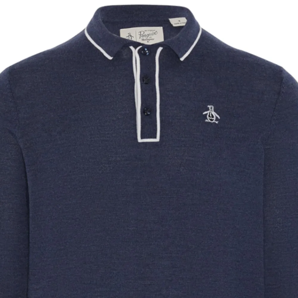 Original Penguin Earl Merino Sweater - Black Iris/Bijou Heather