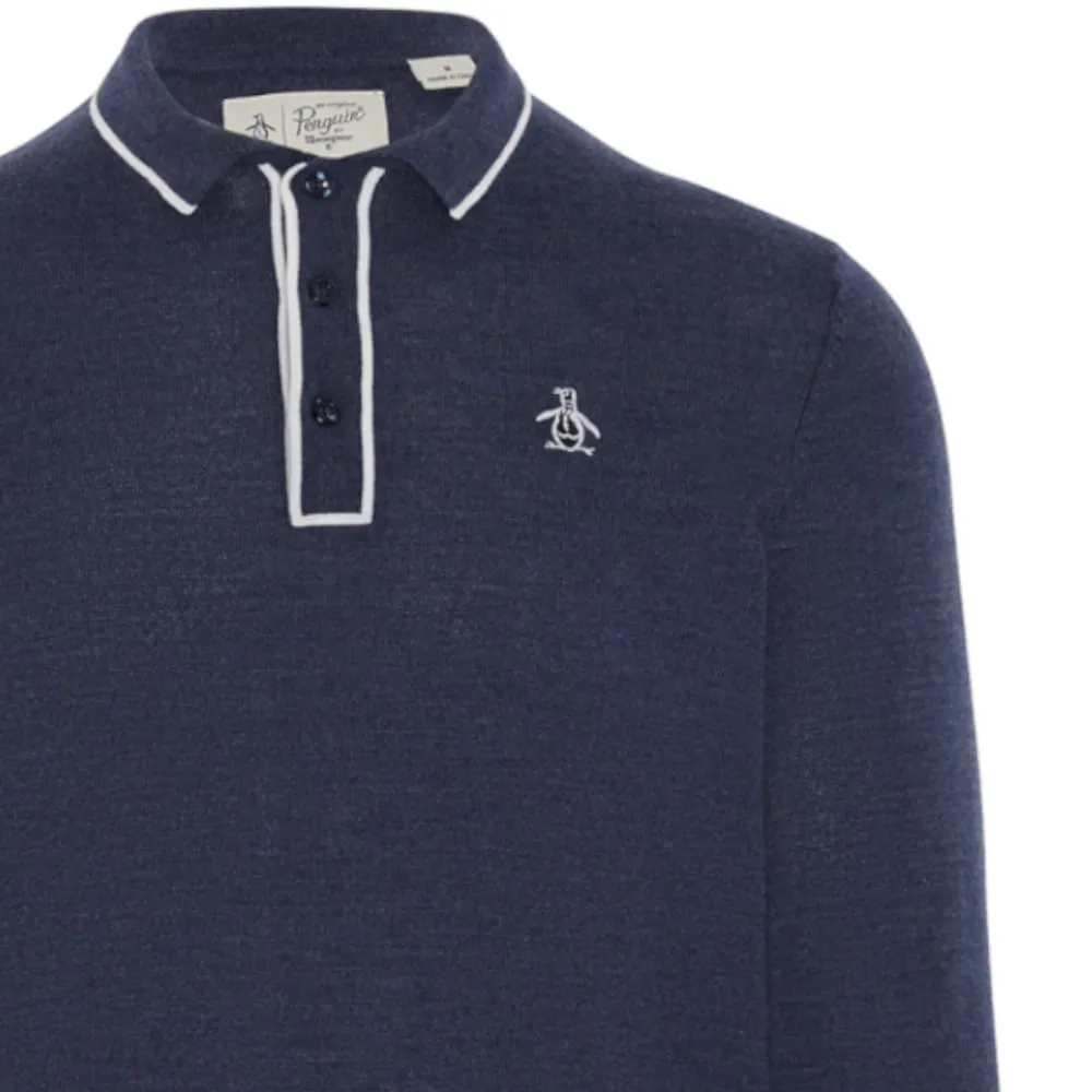Original Penguin Earl Merino Sweater - Black Iris/Bijou Heather