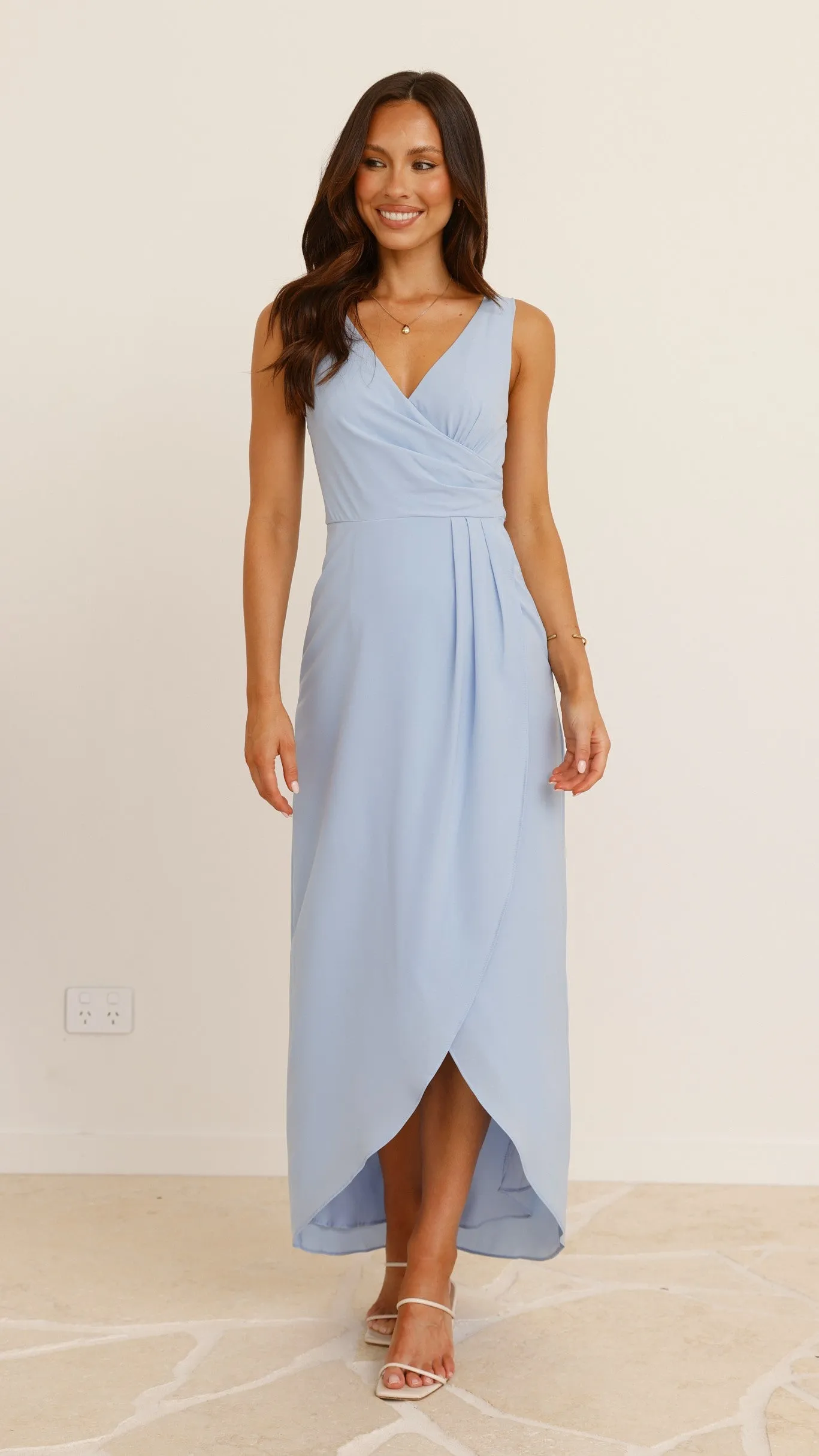 Pamela V Neck Maxi Dress - Blue Billy J