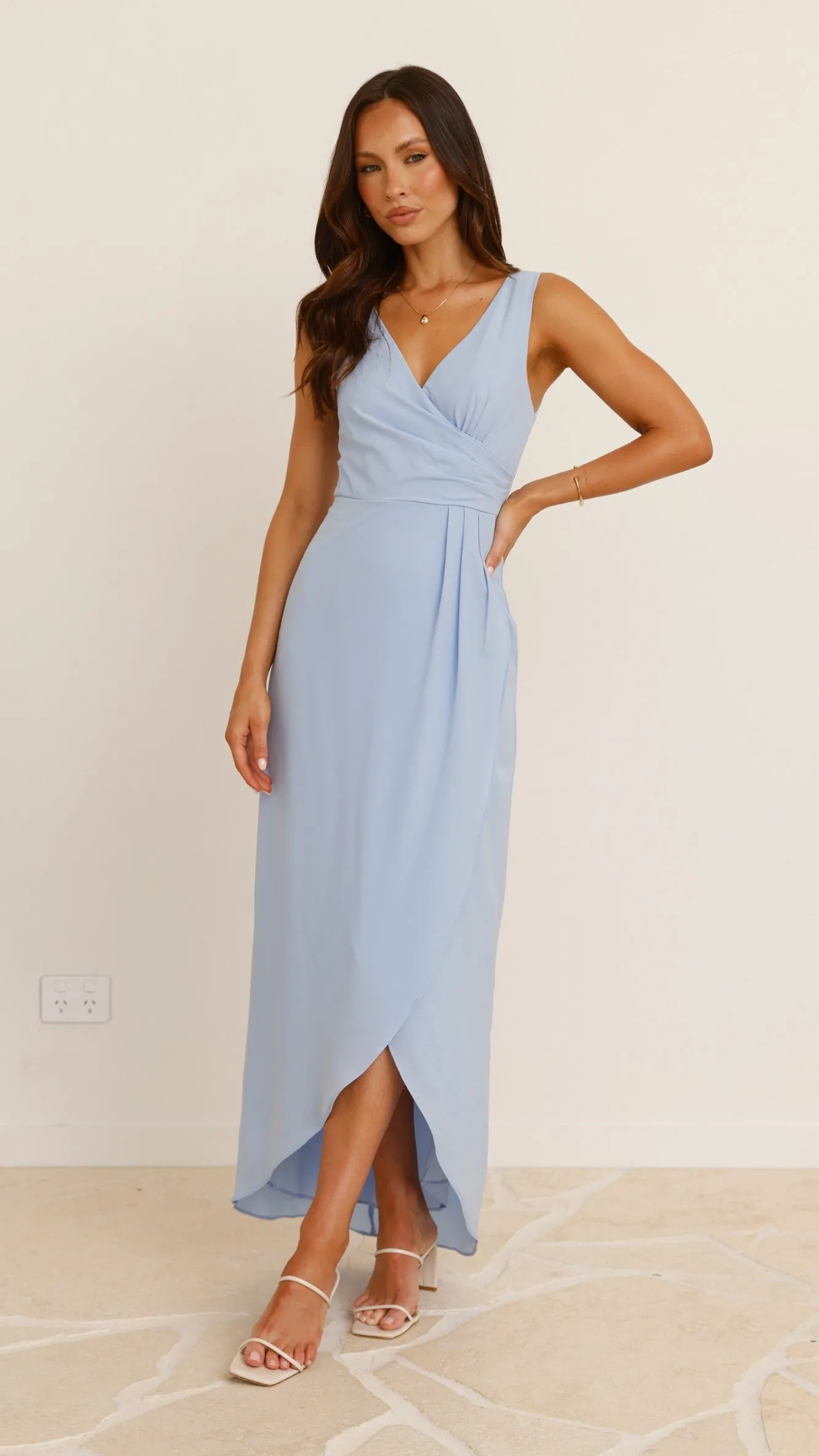 Pamela V Neck Maxi Dress - Blue Billy J
