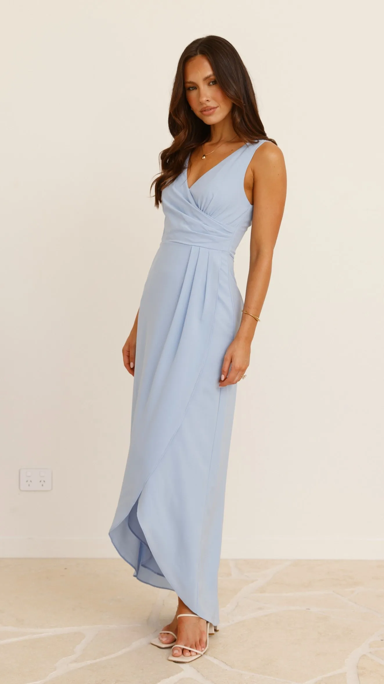 Pamela V Neck Maxi Dress - Blue Billy J