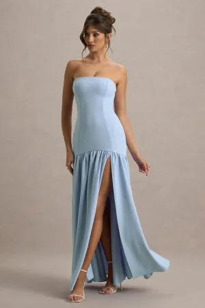 Penny | Powder Blue Bandeau Drop-Waist Maxi Dress Club L London