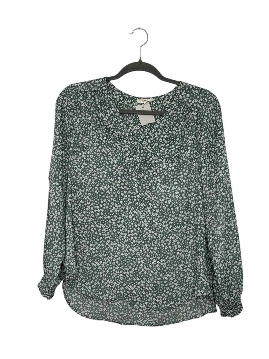 Pleione Size Small Green Floral Pre-Owned Top- Ladies