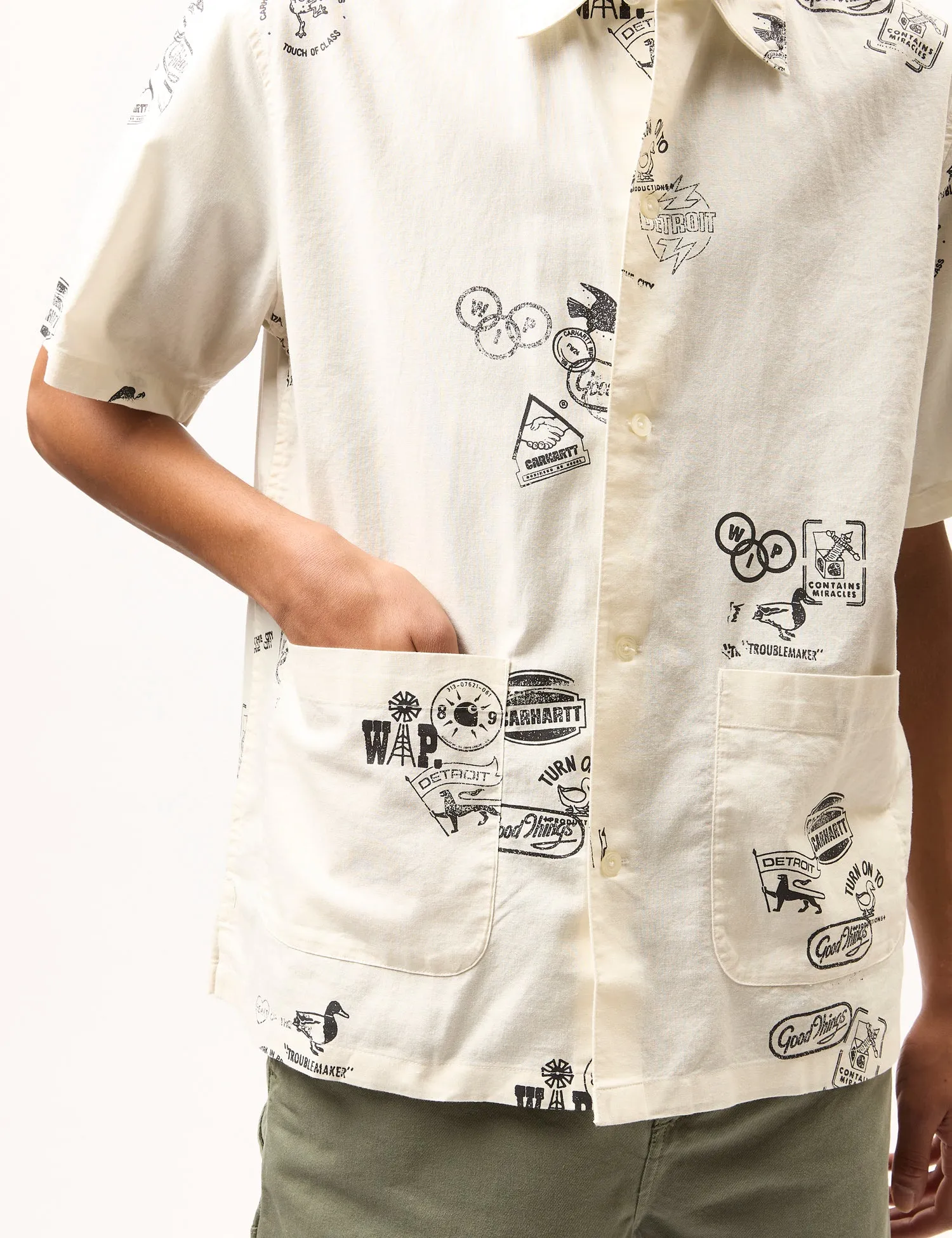 Premium Quality Carhartt WIP Stamp Print Shirt Sleeve Shirt - Wax  Ends Soon!