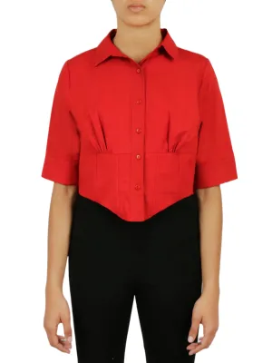 Premium Quality Cropped Corseted Shirt  Today Only!