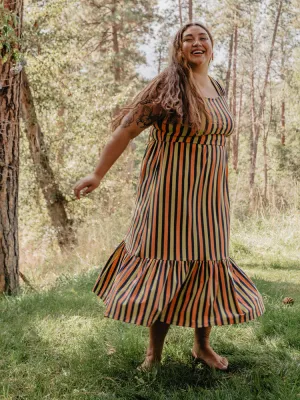 Premium Quality Opal Plus Size Dress - Navy Chartreuse Stripe  Stylish & Comfortable