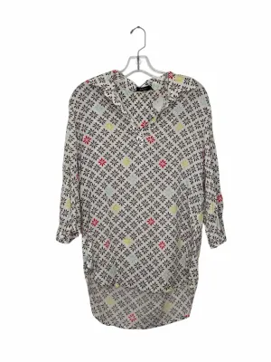 Pure Amici Size Small White Print Pre-Owned Top- Ladies