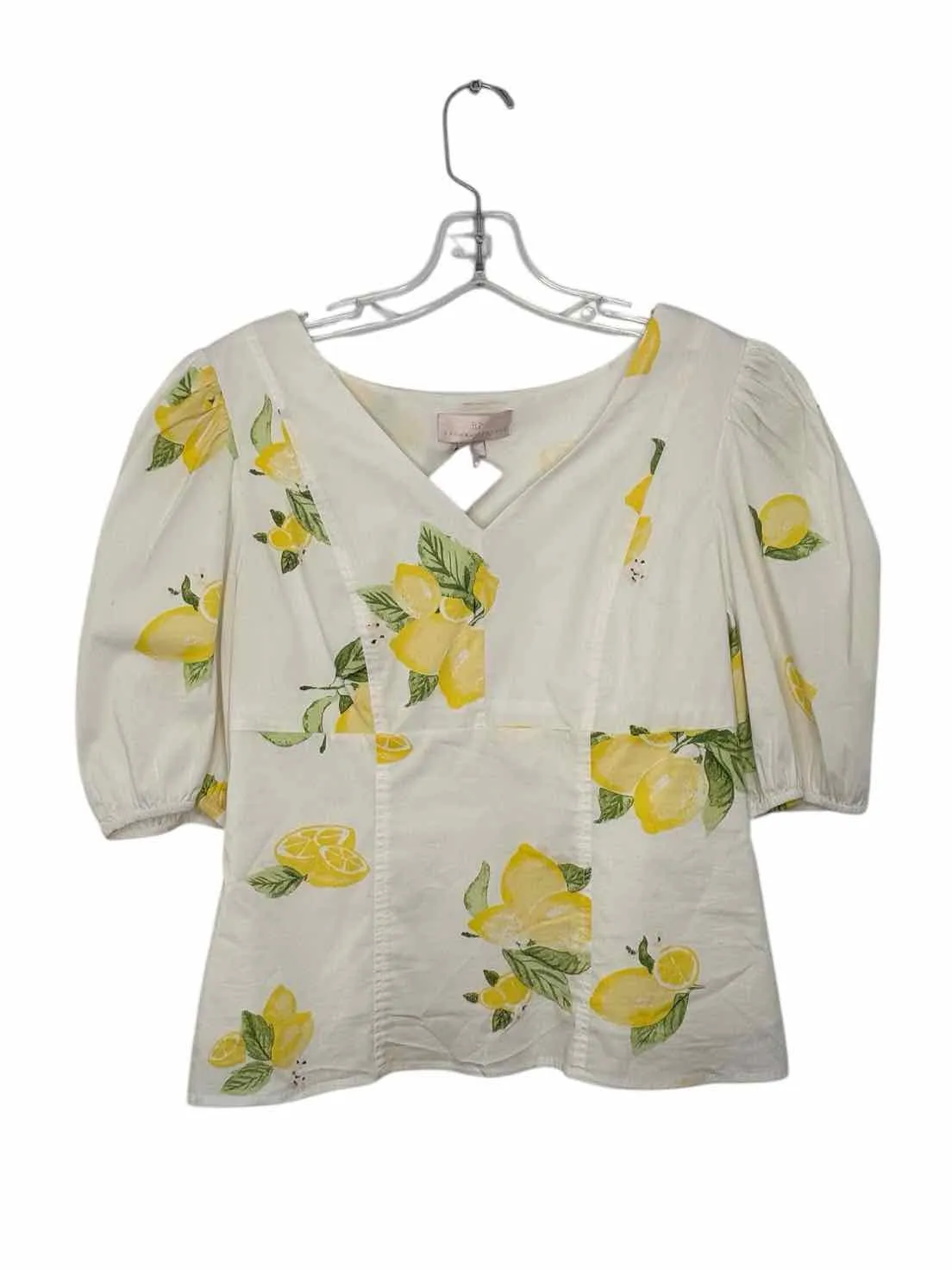 Rachel Parcell Size Small White Floral Pre-Owned Top- Ladies