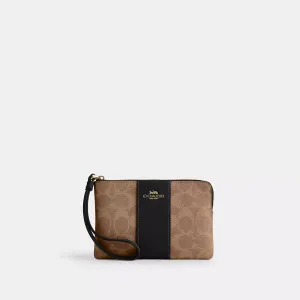 Reformation Coach Outlet Corner Zip Wristlet In Signature Canvas With Stripe